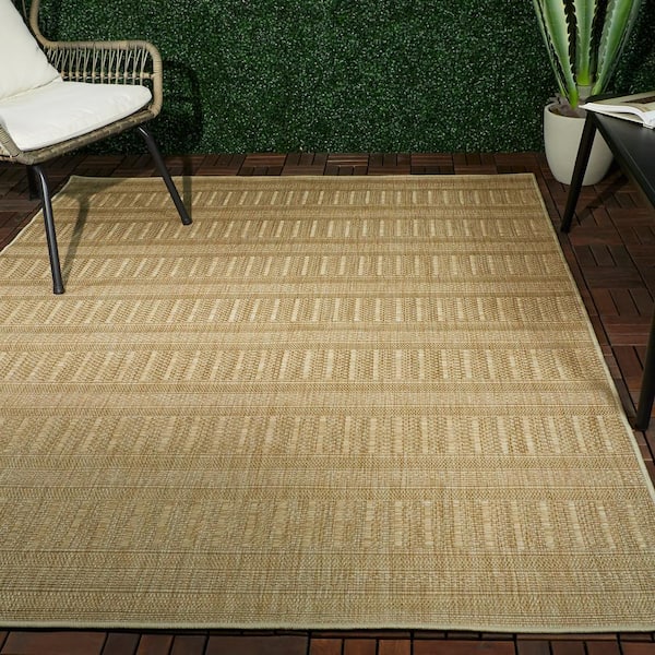 Jarrett Beige 8 ft. x 10 ft. Flatweave Indoor/Outdoor Area Rug