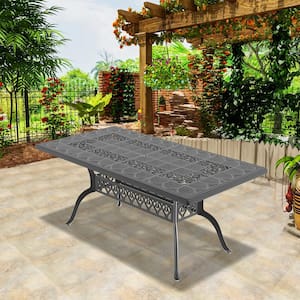 68.90 in. (L) x 35.43 in. (W) Black Rectangle Cast Aluminum Outdoor Dining Table