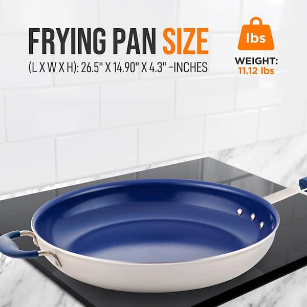 NutriChef 14 in. Ceramic Non-stick Frying Pan in White NCHG14 - The Home  Depot