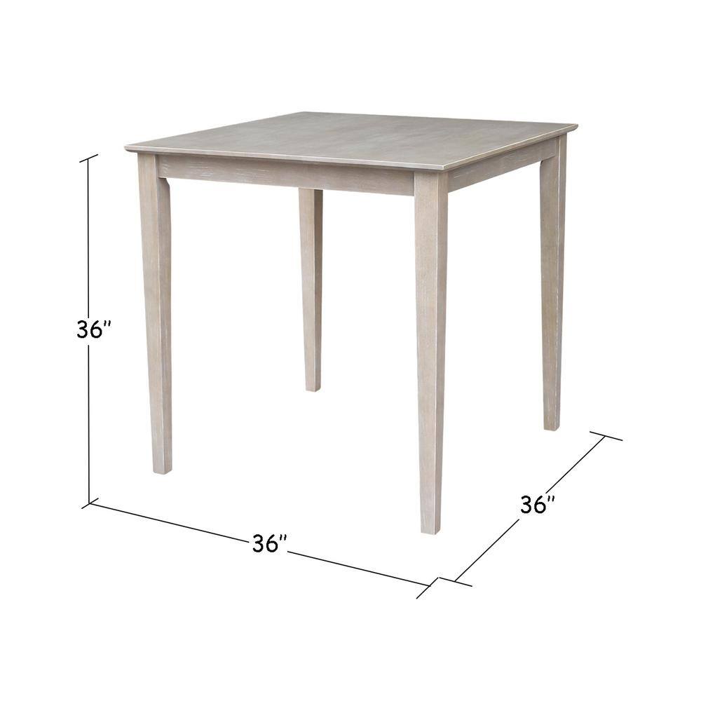 Elegant Washed Gray Taupe Solid Wood Counter Height Dining Set with 2 Stools