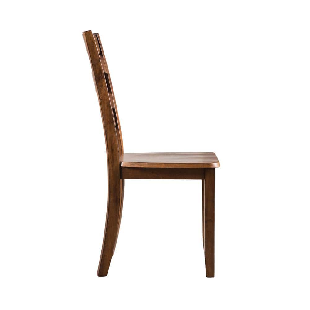 Walnut Solid Wood 5-Piece Dining Set with Slat Back Chairs