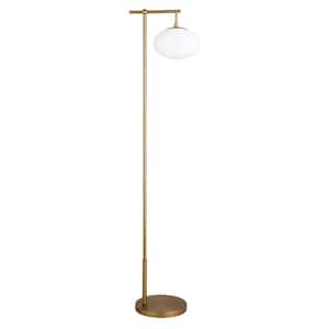 Blume 68 in. Brushed Brass Floor Lamp with Milk Glass Shade