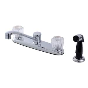 Americana 2-Handle Deck Mount Centerset Kitchen Faucets with Side Sprayer in Polished Chrome