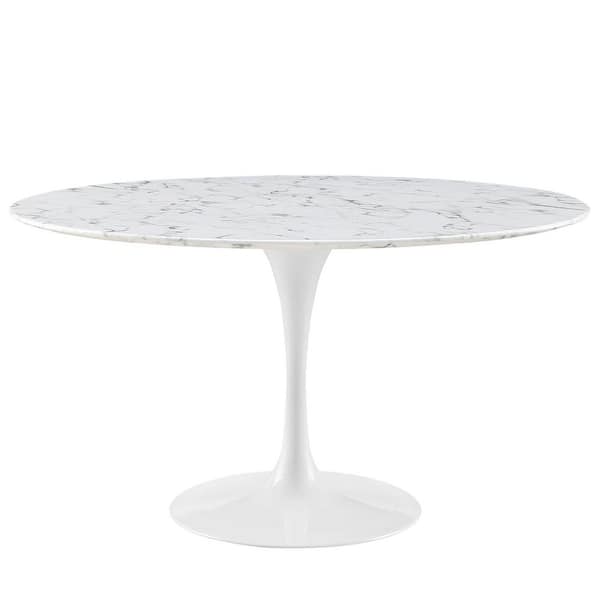 Modway 54 In Lippa White Round, How Many Does A 54 Inch Round Table Seat