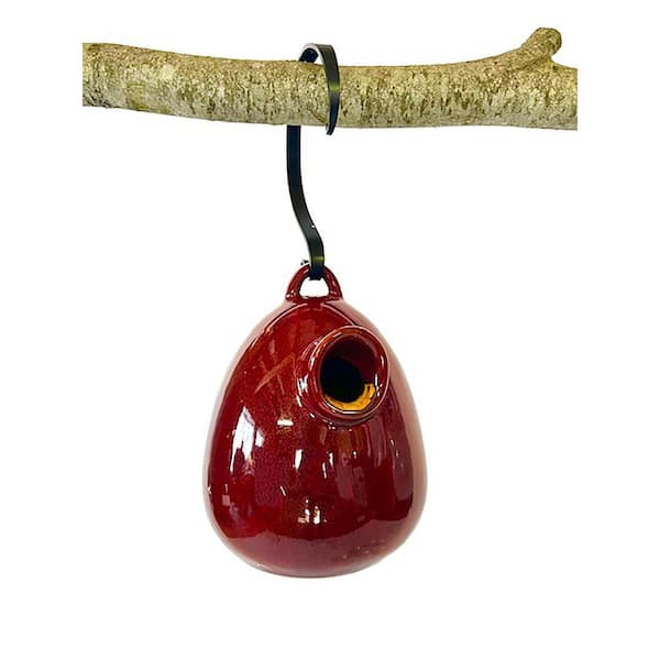 Byer of Maine 9 in. Red Ceramic Egg Shape Bird House