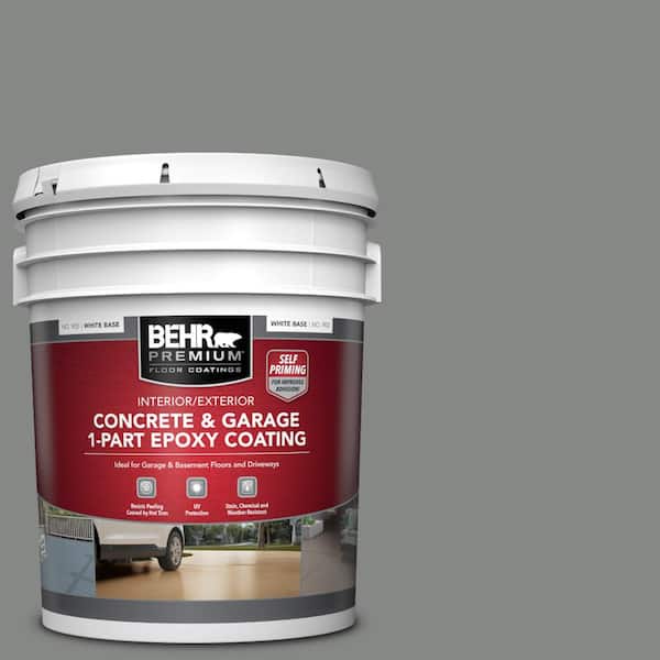 BEHR PREMIUM 5 gal. #PPU25-17 Euro Gray Self-Priming 1-Part Epoxy Satin Interior/Exterior Concrete and Garage Floor Paint