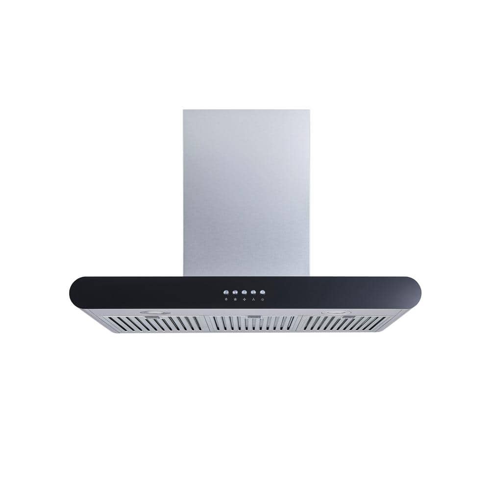 Winflo 30 in. Convertible Wall Mount Range Hood in Stainless Steel with Stainless Steel Baffle Filters and Push Button, Silver