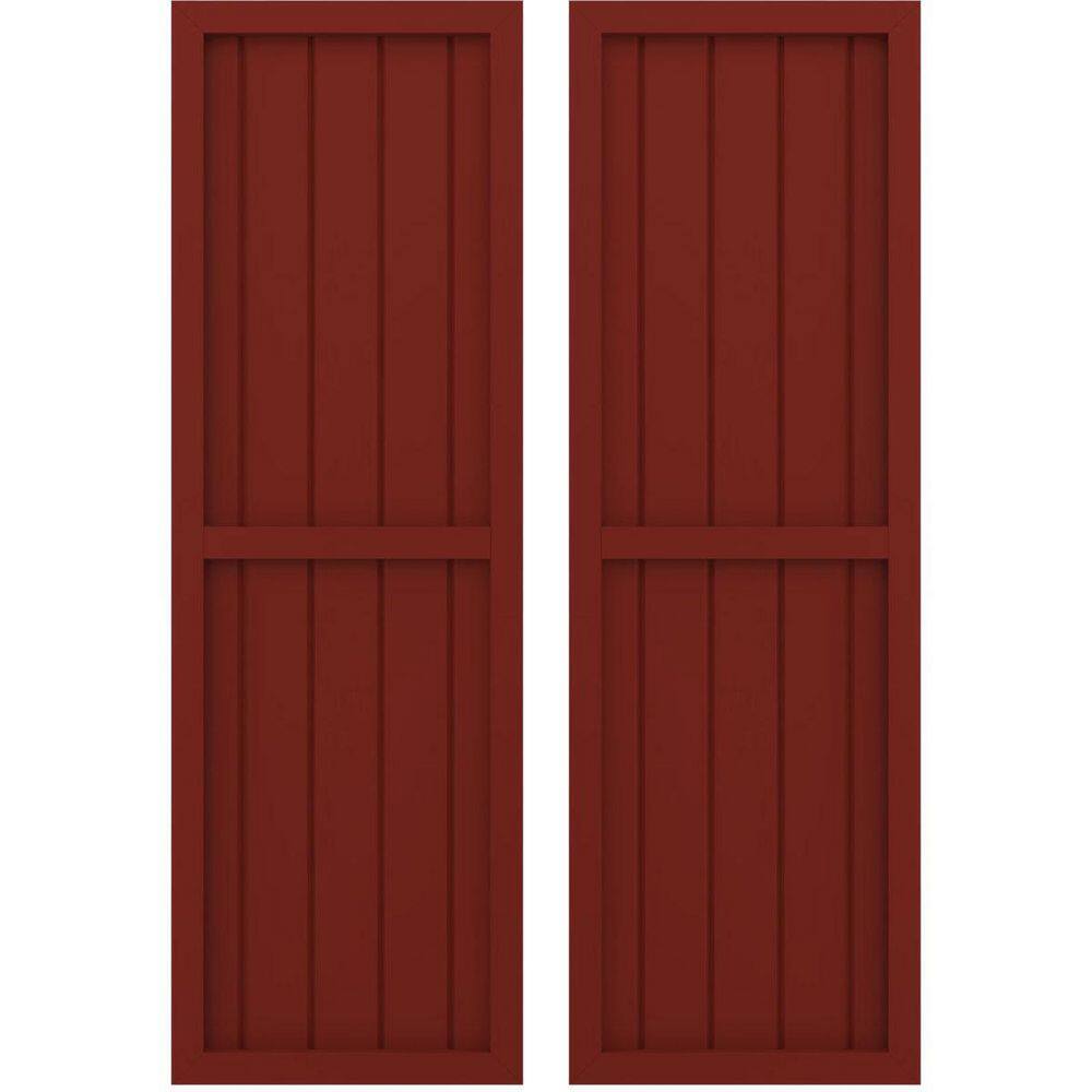 17-1/2 in. W x 73 in. H Americraft 5-Board Exterior Real Wood 2 Equal Panel Framed Board and Batten Shutters Pepper Red price history on PriceWatchPro