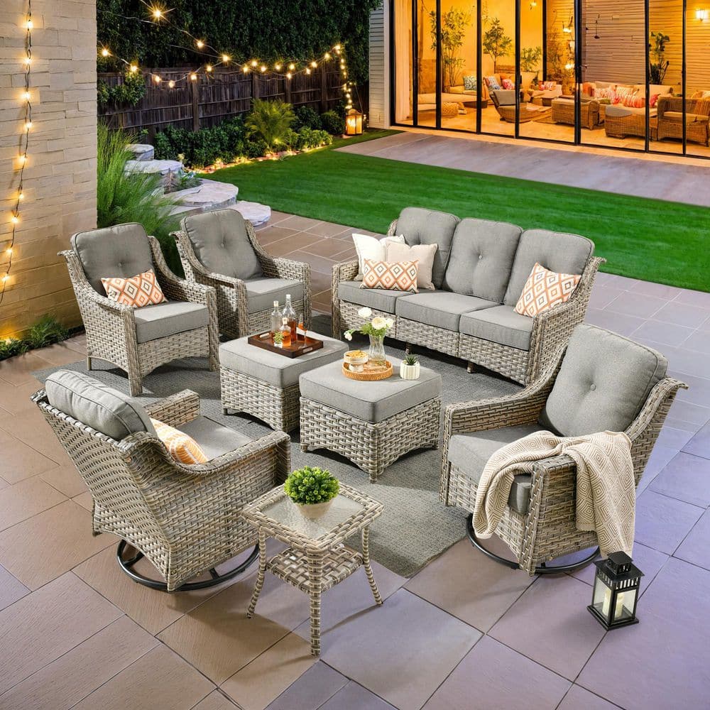 XIZZI Blanche 8-Piece Wicker Patio Conversation Seating Sofa Set