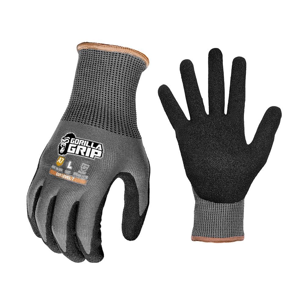 GORILLA GRIP Large Precision Grip ANSI A7 Cut Resistant Work Gloves ...