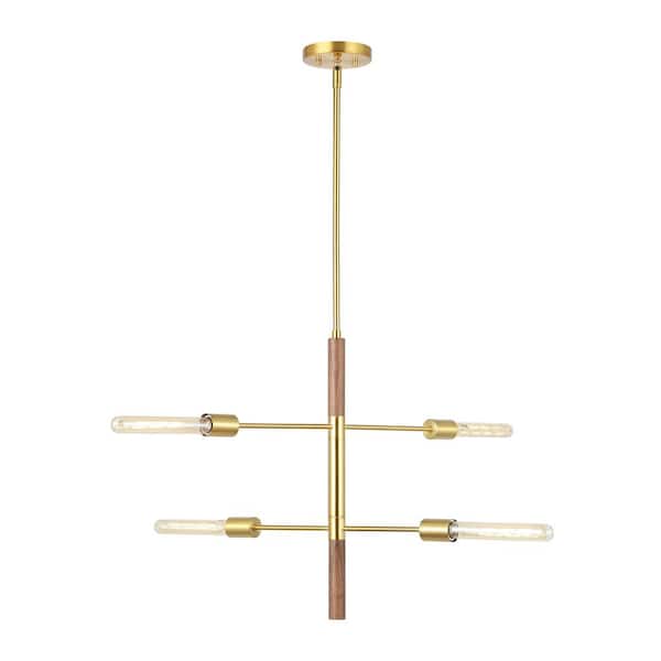 SAFAVIEH Viceroy 4-Watt 4-Light Gold Pendant Light with Glass Shade