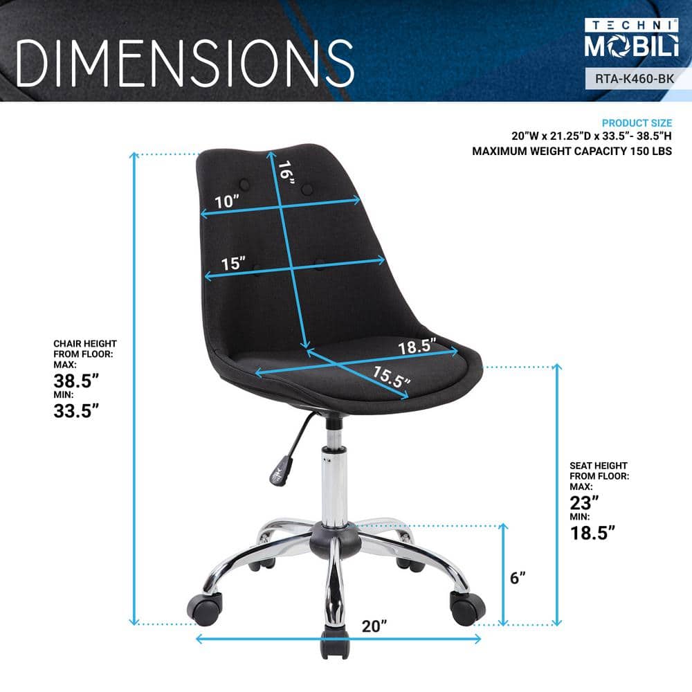 Elegant Black Fabric Swivel Task Chair with Tufted Design