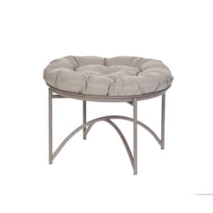 Round Metal Outdoor Ottoman with Sand Cushion