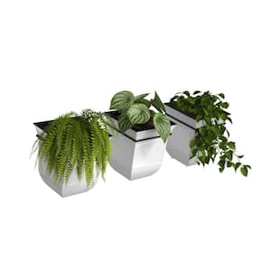 Valencia 8 in. White Plastic Polypropylene Self-Watering Wall Mount Planter (3-Pack)