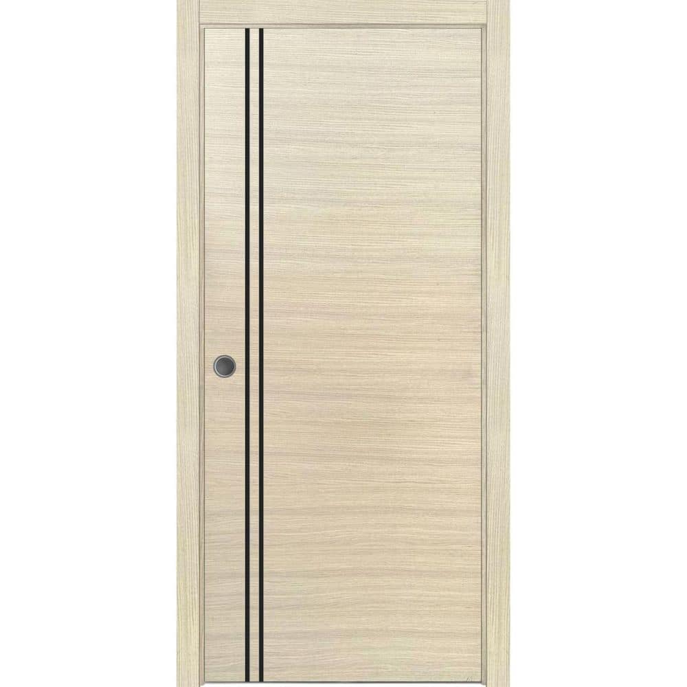 Assemble Required 42 in. x 80 in. 1-Panel Natural Veneer Finished Solid Wood with Honeycomb Sliding Door with Hardware price history on PriceWatchPro