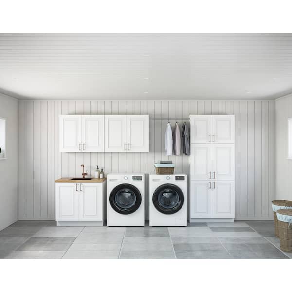 MILL'S PRIDE Greenwich Verona White Plywood Shaker Stock Ready to Assemble Kitchen-Laundry Cabinet Kit 24 in. x 88 in. x 142 in.