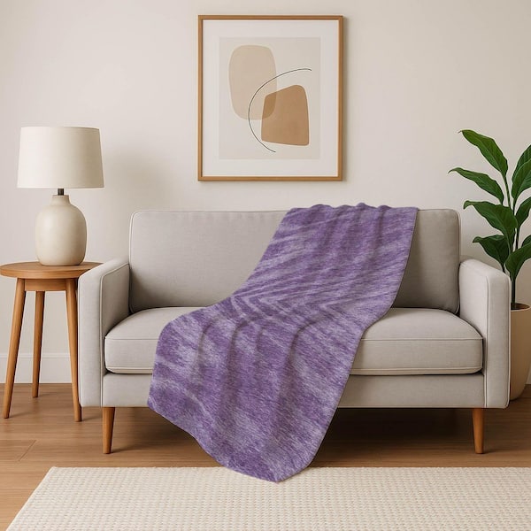 Premium Machine Washable ASB876 Purple 50 in. x 70 in. Sherpa Throw Blanket