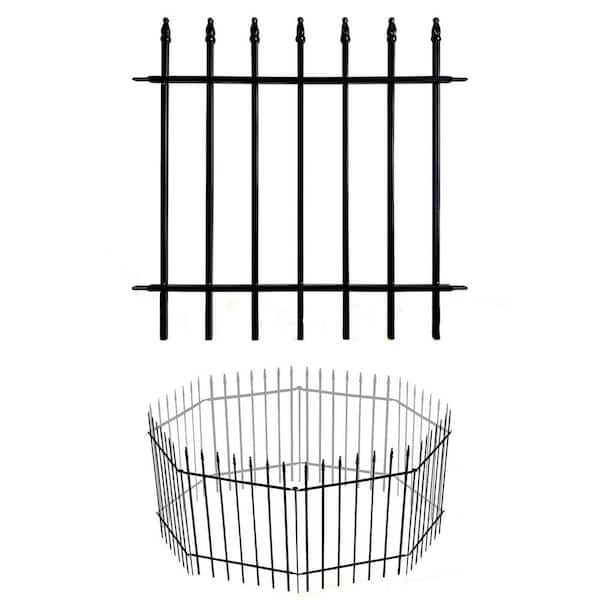 KIWDZFU Decorative Metal Garden Fence 24 x 24 Panels, 10 ft. Total, Folding Landscape Fencing for Yard and Pet Barrier