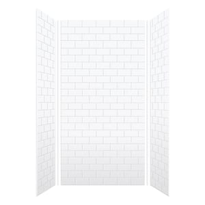 SaraMar 36 in. x 48 in. x 96 in. 3-Piece Easy Up Adhesive Alcove Shower Wall Surround in White