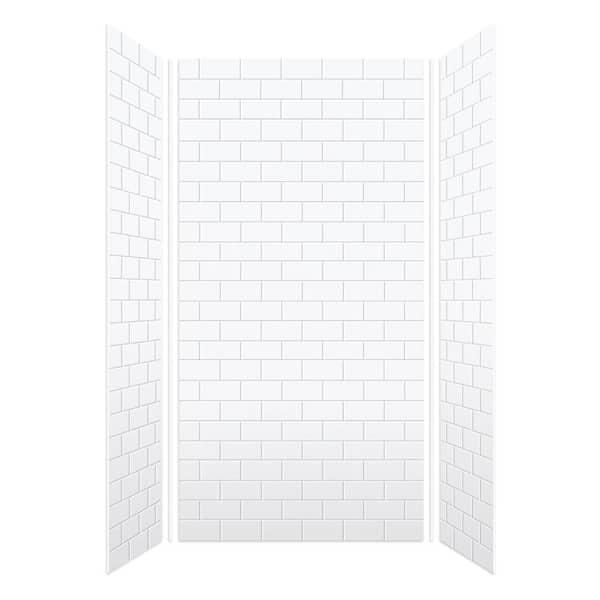 SaraMar 36 in. x 48 in. x 96 in. 3-Piece Easy Up Adhesive Alcove Shower Wall Surround in White