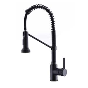 Contemporary Single Handle Pull Out Sprayer Kitchen Faucet in Black