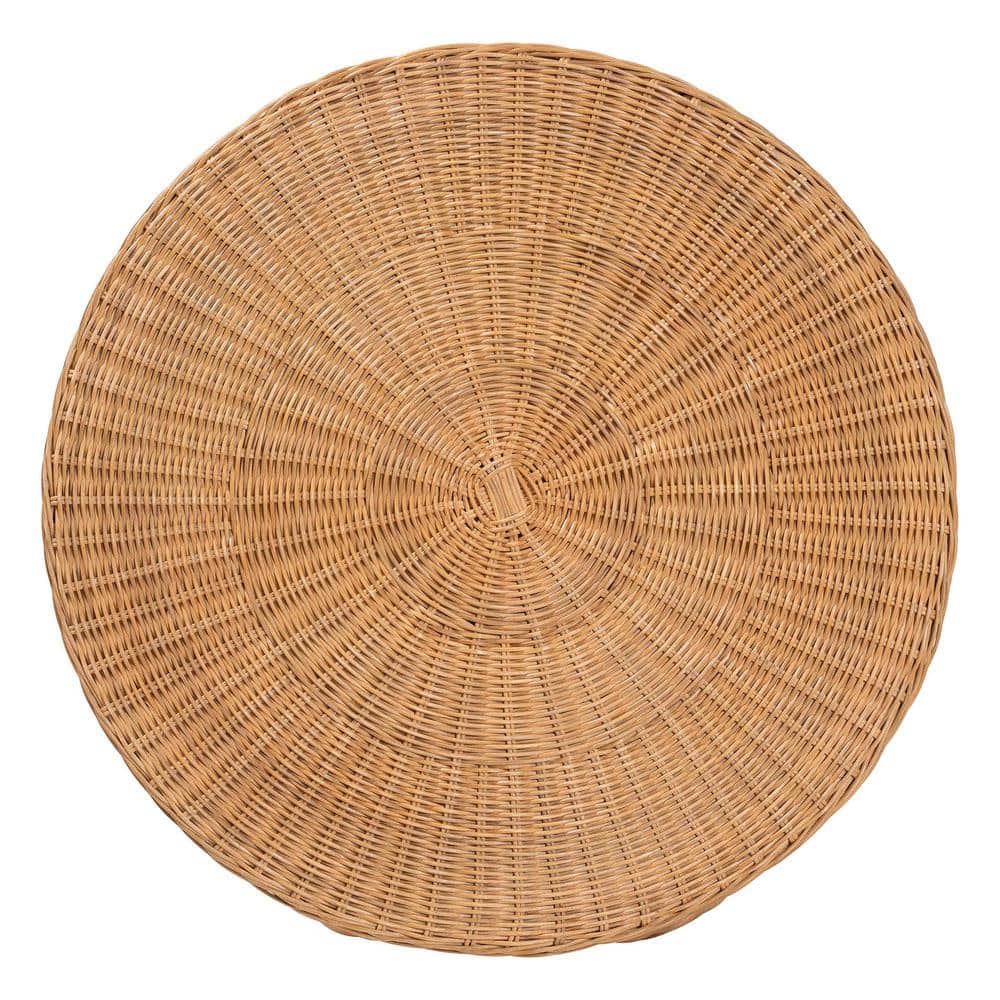 Palm 28 in. Honey Round Wicker Rattan End Table - thumbnail 2