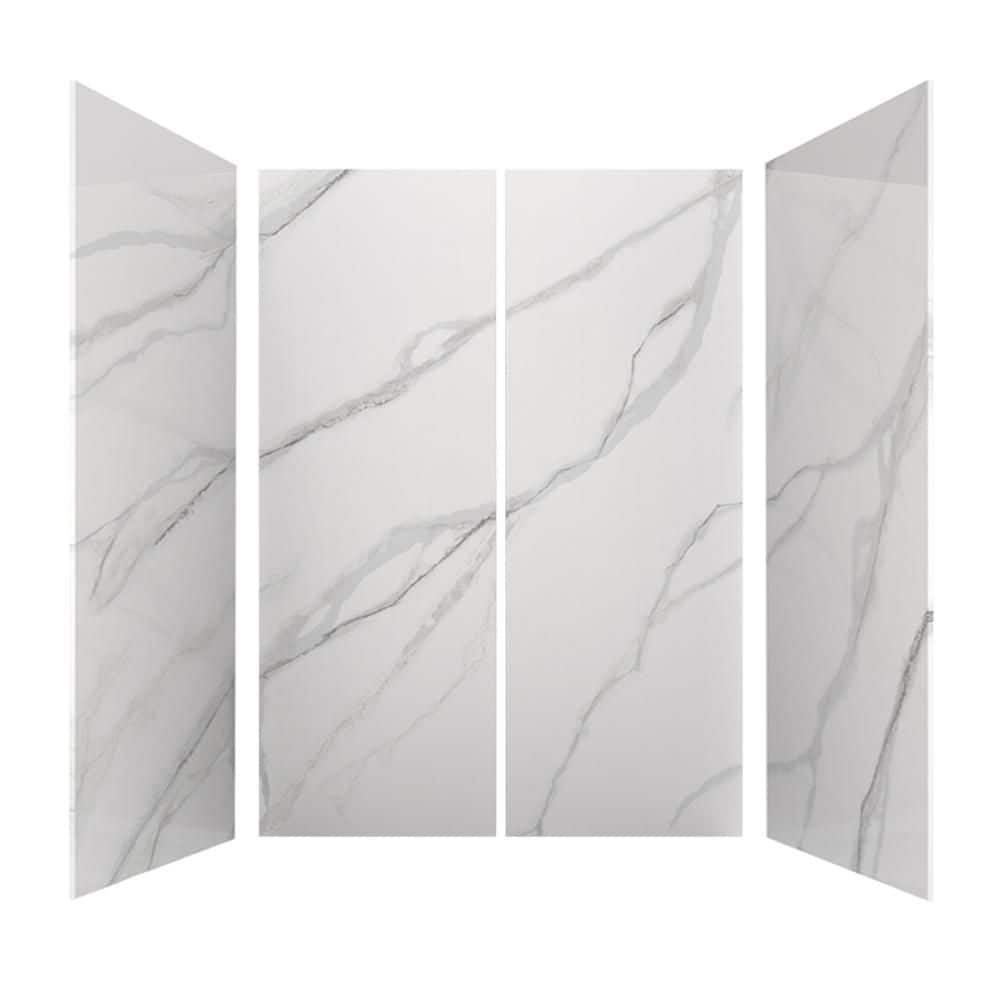 60 in. L x 36 in. W x 84 in. H Alcove Solid Composite Stone Four Piece Shower Wall Set in Calcutta White price history on PriceWatchPro