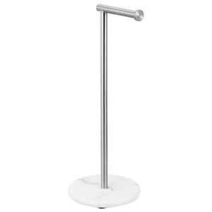 Freestanding Toilet Paper Holder with Natural Marble Base in Brushed Finish