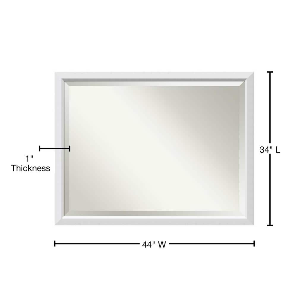 Blanco White Rectangular Wood Framed Bathroom Vanity Mirror