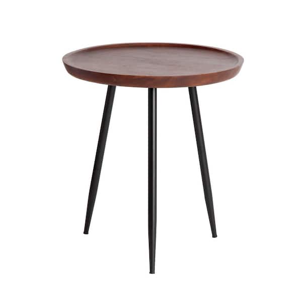 MH LONDON Chervey 23 in. x 21 in. x 21 in. Walnut Round Mango Wood and Iron Side Table