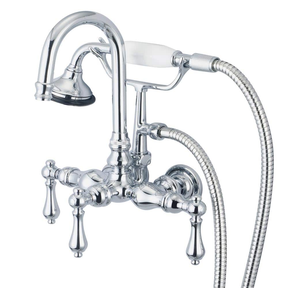 Vintage Chrome Wall Mount Tub Faucet with Handheld Shower