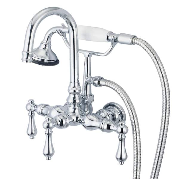 Water Creation 3-Handle Vintage Claw Foot Tub Faucet with Handshower and Lever Handles in Triple Plated Chrome