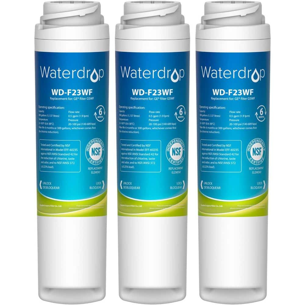 Waterdrop Refrigerator Water Filter Replacement For GE GSWF Smart Water 238C2334P001 Kenmore 46-9914469914( 3-pack) B-WDS-GSWF-3 - The Home Depot Waterdrop Refrigerator Water Filter Replacement For GE GSWF Smart Water 238C2334P001 Kenmore 46-9914469914( 3-pack) B-WDS-GSWF-3 - The Home Depot