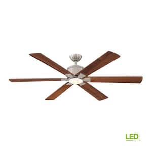 Renwick 60 in. Integrated LED Brushed Nickel Ceiling Fan with Remote Control works with Google and Alexa