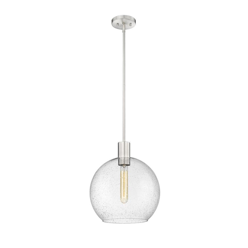 Brushed Nickel Globe Pendant with Clear Glass Shade