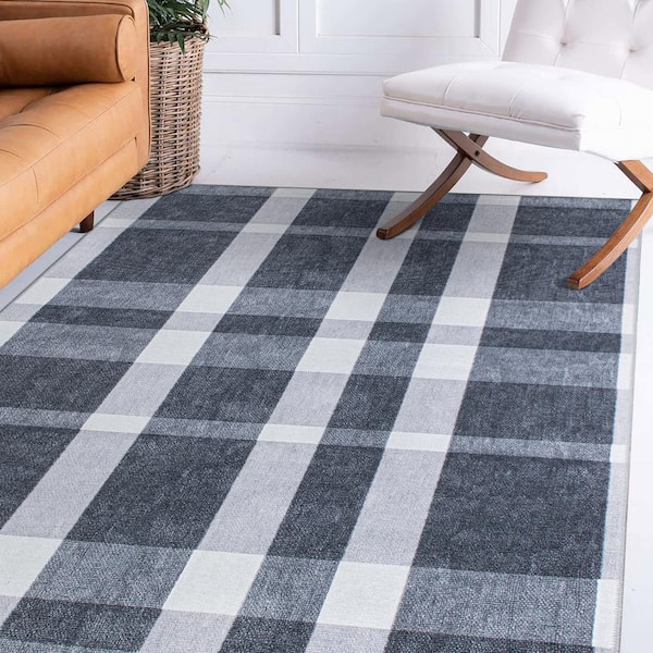 Washable Rugs 3'X5', Cotton Woven Black and White Outdoor Rug