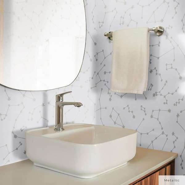 Novogratz Frost and Metallic Gold Constellations Vinyl Peel and Stick Wallpaper Roll (Covers 28 sq. ft.)