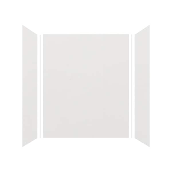 Expressions 32 in. x 60 in. x 72 in. 3-Piece Easy Up Adhesive Alcove Shower Wall Surround in Grey