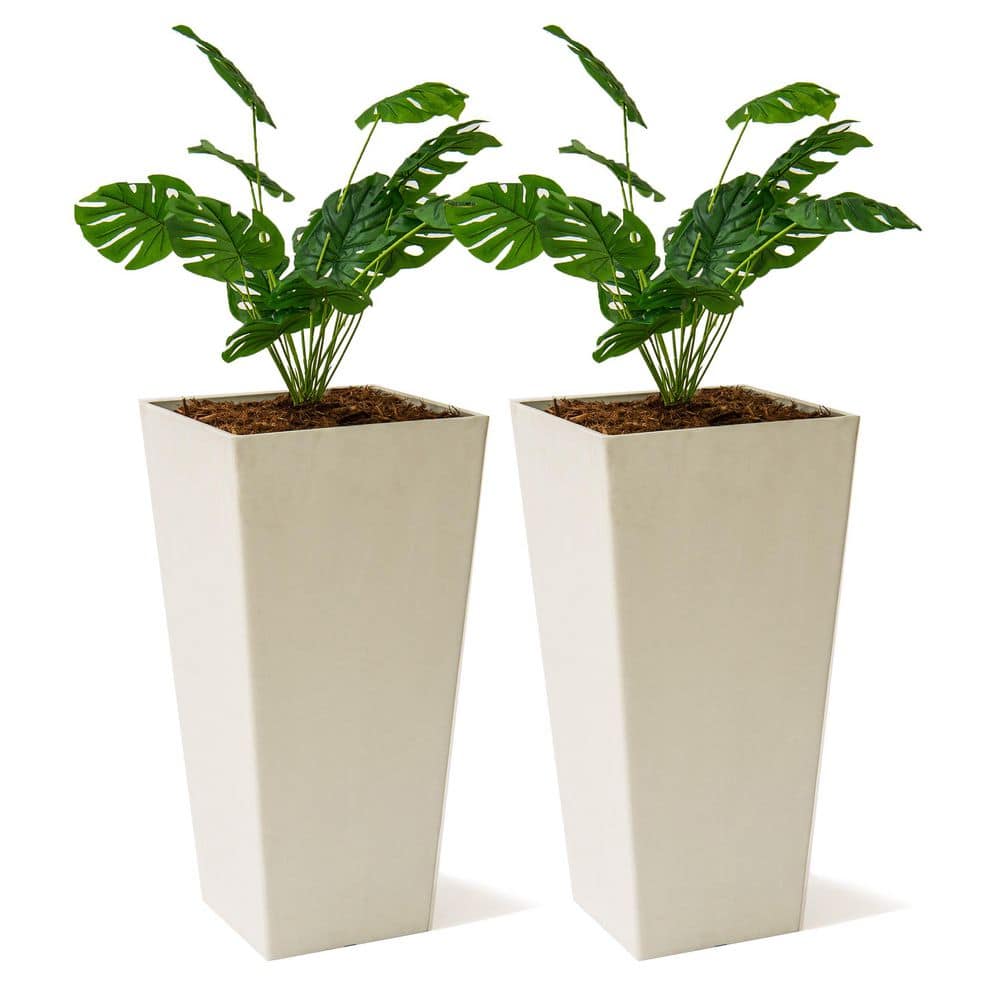 Modern 30 in. White Square Planter (Set of 2) Tapered Plastic Design for Indoor & Outdoor Use, Ideal for Patio Decor price history on PriceWatchPro