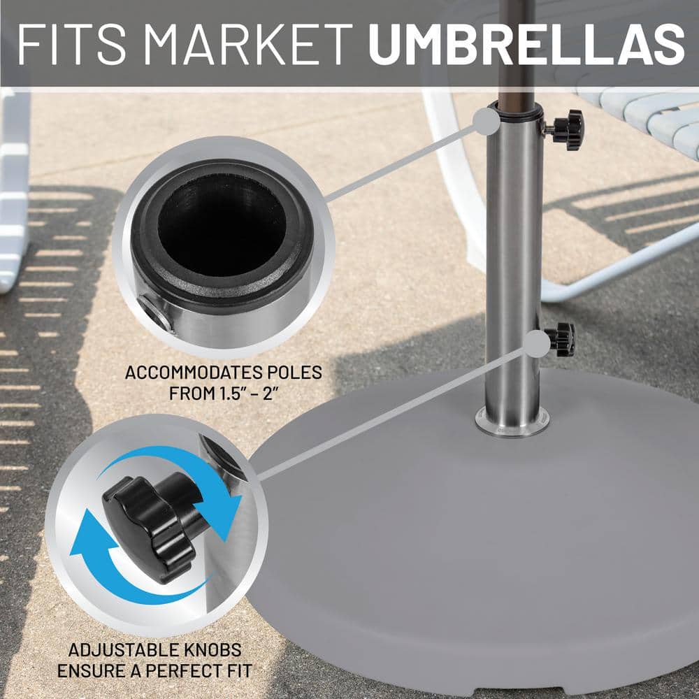 Heavy Duty Gray Stainless Steel Fillable Umbrella Base with Wheels