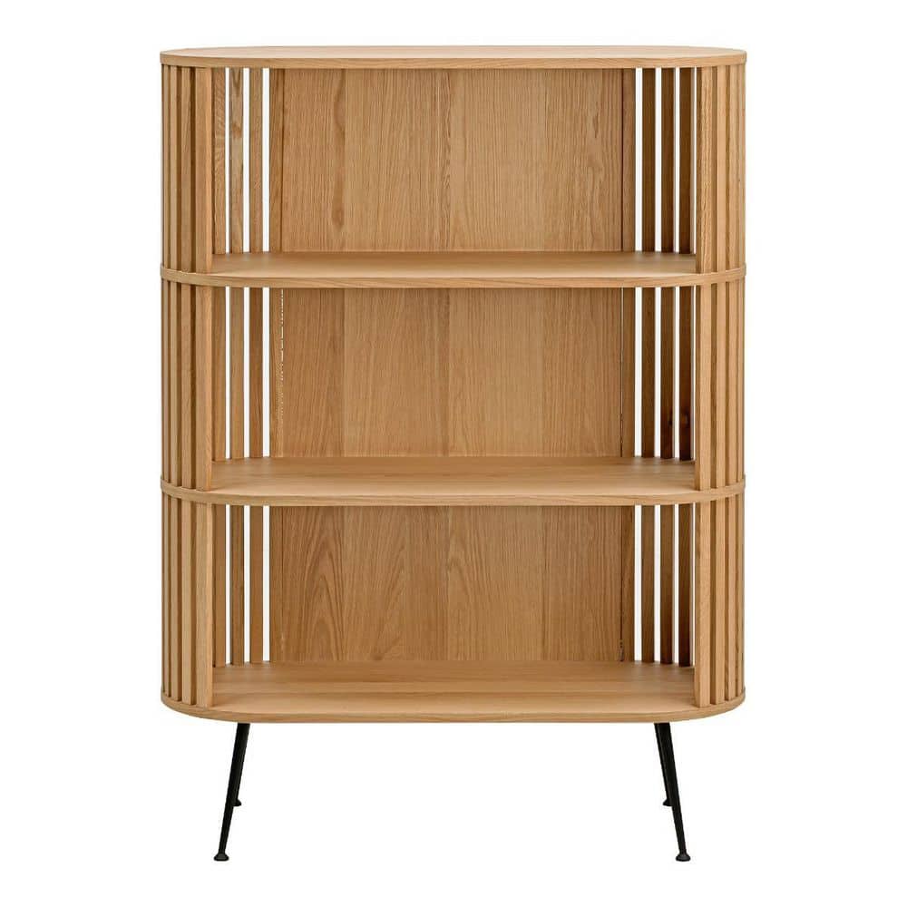 57 in. Tall Natural Wood 3 Shelf Standard Bookcase