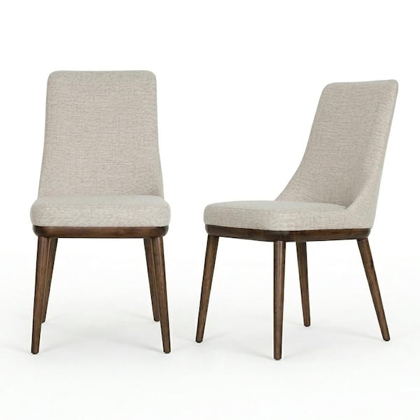 Grayson Mid-Century Modern Beige Fabric Dining Chair (Set of 2)