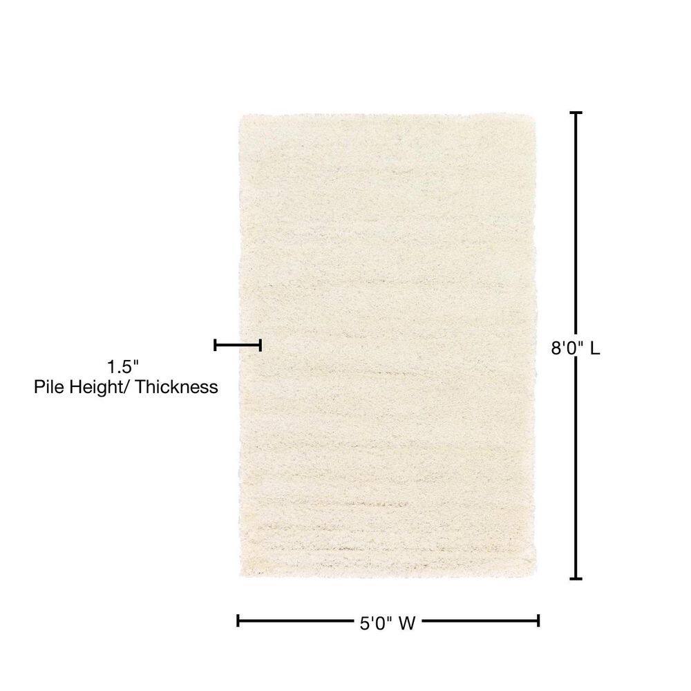 Ivory Bliss 4' x 6' Reversible Solid Shag Rug for Kids
