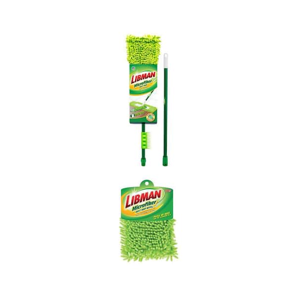 18 in. Microfiber Fingers Dust Flat Mop with 2-Piece Handle and Microfiber Dust Mop Refill
