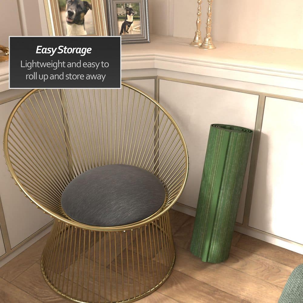 Sage Green Painted Bamboo Wave Room Divider, 24" x 98"
