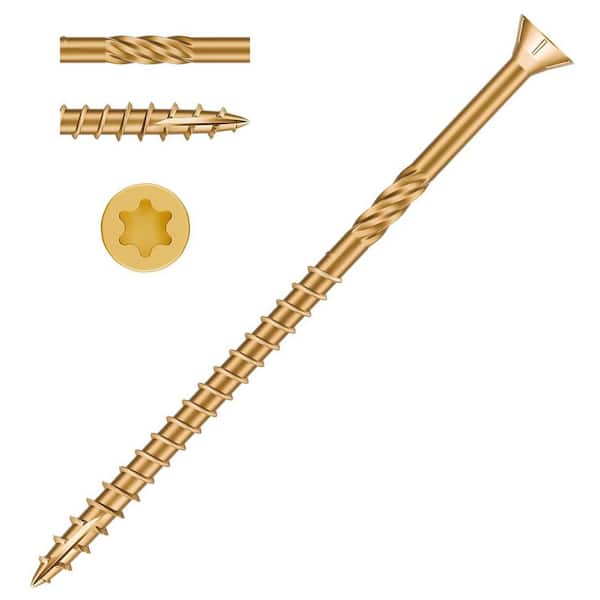 Heavy Duty Tan Rust Resistant Epoxy Coated 4 in. Deck Screws (100-Pack) for Outdoor Use and Fence