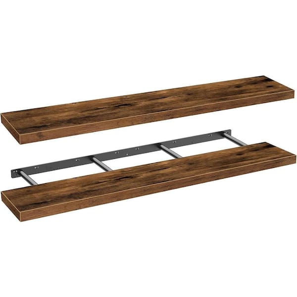 55.1 in. W x 9.3 in. D Brown Floating Shelves Decorative Wall Shelf for Bathroom Kitchen Living Room (Set of 2)