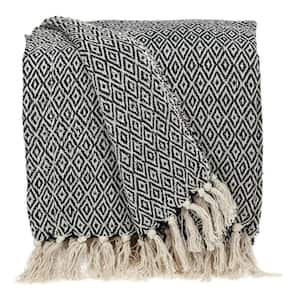 Sasha Casual Beige 52 in. x 67 in. WOVEN HANDLOOM Throw Blanket