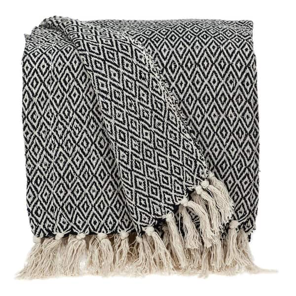 Sasha Casual Beige 52 in. x 67 in. WOVEN HANDLOOM Throw Blanket