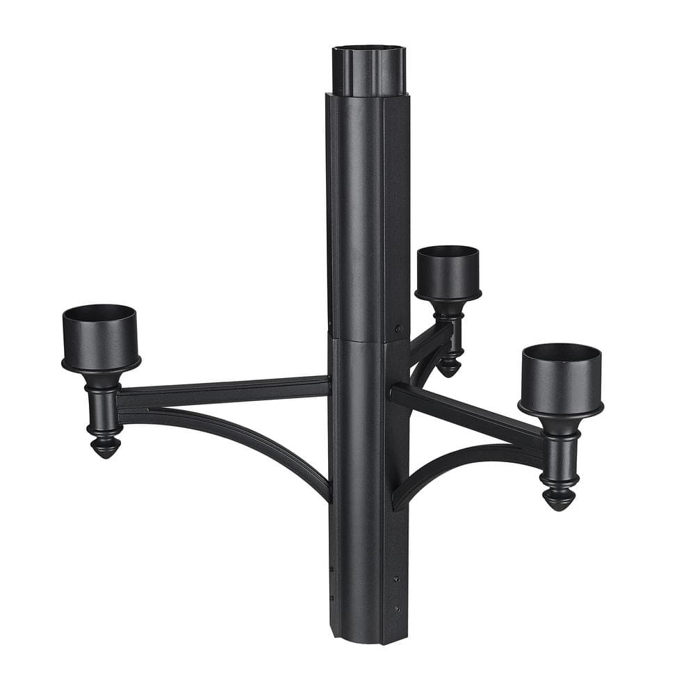Black Aluminum Outdoor 4-Head Post Adaptor with Standard Fitter Diameter